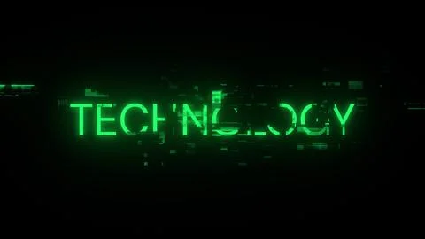 3D rendering technology text with screen effects of technological glitches Stock Illustration