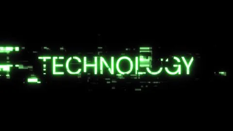 3D rendering technology text with screen effects of technological glitches Stock Illustration