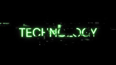 3D rendering technology text with screen effects of technological glitches Stock Illustration