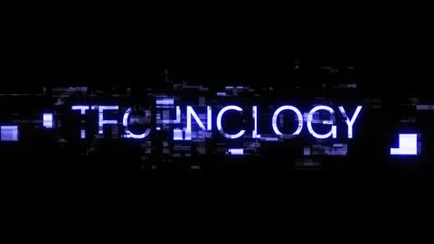 3D rendering technology text with screen effects of technological glitches Stock Illustration