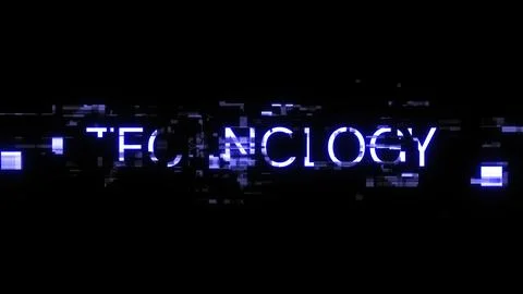 3D rendering technology text with screen effects of technological glitches Stock Illustration