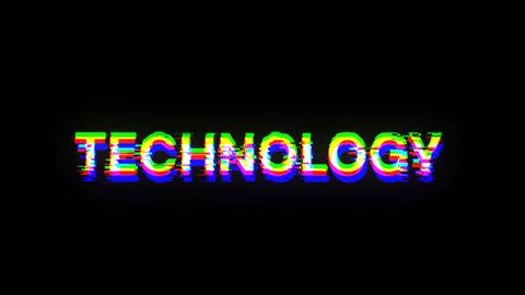 3D rendering technology text with screen effects of technological glitches Stock Illustration