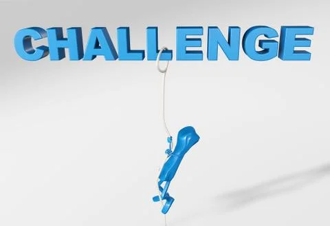 3d rendering of a telephone character aiming to overcome a challenge Stock Illustration