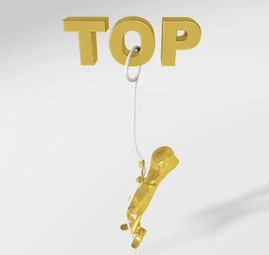 3d rendering of a telephone character climbing to the top Stock Illustration