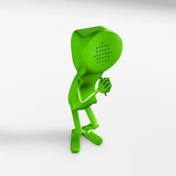 3d rendering of a telephone character praying 스톡 일러스트