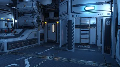 3D Rendering Teleportation Hangar Stock Illustration