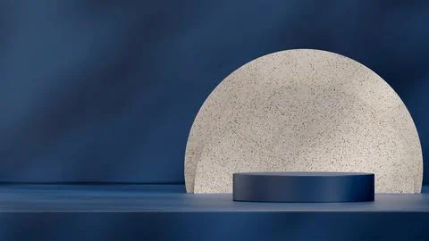 3d rendering template mockup blue terrazzo podium Illustrazione stock