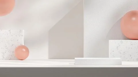 3d rendering template mockup of pink podium with arch backdrop and white wall 스톡 일러스트