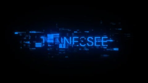 3D rendering Tennessee text with screen effects of technological glitches 库存插图