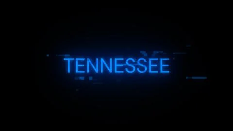 3D rendering Tennessee text with screen effects of technological glitches Stock Illustration