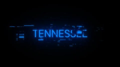 3D rendering Tennessee text with screen effects of technological glitches 库存插图