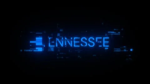 3D rendering Tennessee text with screen effects of technological glitches Stockillustratie