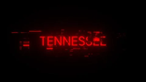 3D rendering Tennessee text with screen effects of technological glitches Stock Illustration