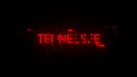 3D rendering Tennessee text with screen effects of technological glitches 库存插图