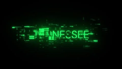 3D rendering Tennessee text with screen effects of technological glitches 库存插图