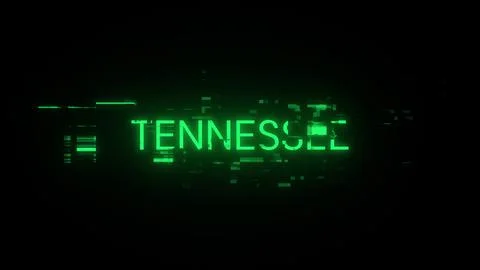 3D rendering Tennessee text with screen effects of technological glitches 库存插图