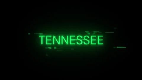 3D rendering Tennessee text with screen effects of technological glitches Stockillustratie