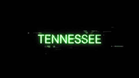 3D rendering Tennessee text with screen effects of technological glitches 스톡 일러스트