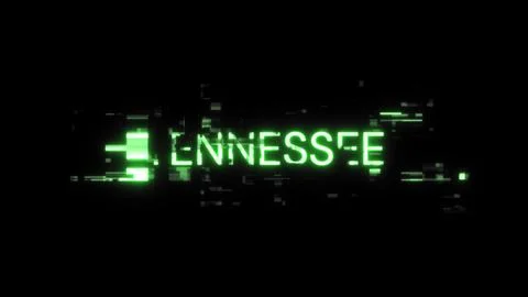 3D rendering Tennessee text with screen effects of technological glitches 스톡 일러스트