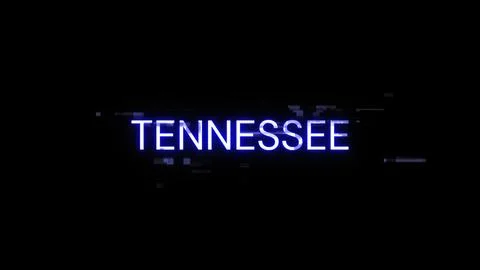3D rendering Tennessee text with screen effects of technological glitches Illustrazione stock
