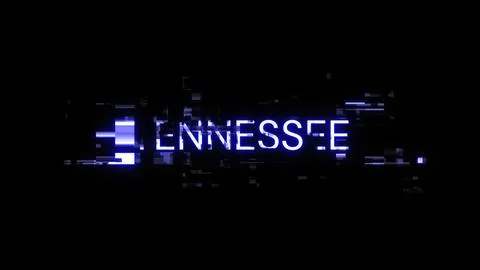 3D rendering Tennessee text with screen effects of technological glitches 库存插图
