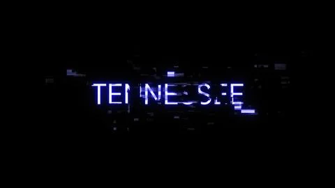 3D rendering Tennessee text with screen effects of technological glitches イラスト素材