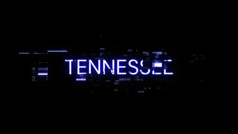 3D rendering Tennessee text with screen effects of technological glitches Stock Illustration