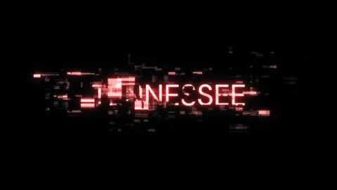 3D rendering Tennessee text with screen effects of technological glitches 스톡 일러스트