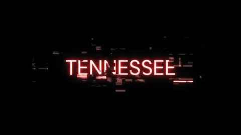3D rendering Tennessee text with screen effects of technological glitches 库存插图