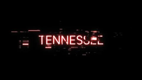 3D rendering Tennessee text with screen effects of technological glitches イラスト素材