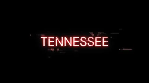 3D rendering Tennessee text with screen effects of technological glitches 库存插图