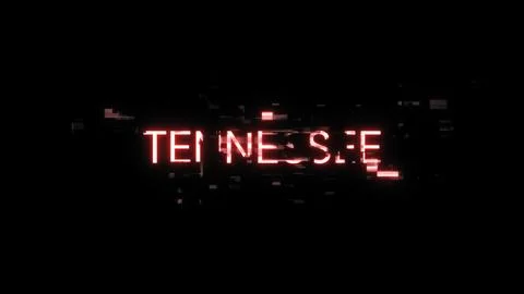 3D rendering Tennessee text with screen effects of technological glitches 库存插图