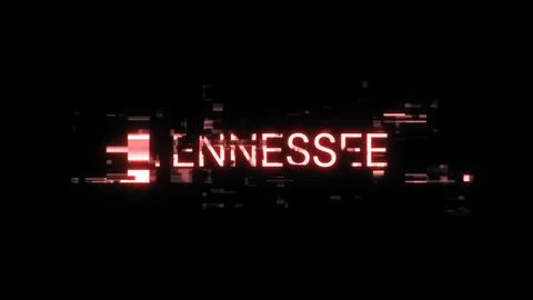 3D rendering Tennessee text with screen effects of technological glitches イラスト素材