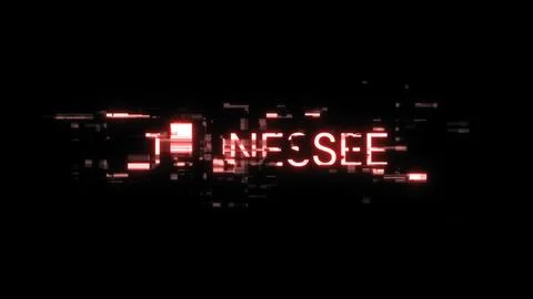 3D rendering Tennessee text with screen effects of technological glitches 库存插图