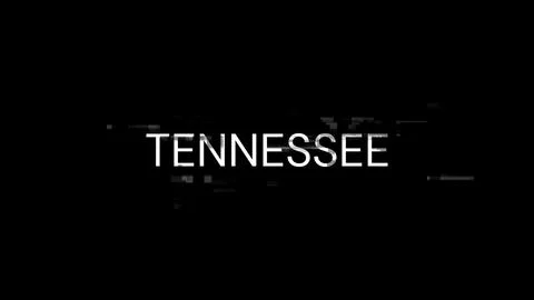 3D rendering Tennessee text with screen effects of technological glitches 库存插图