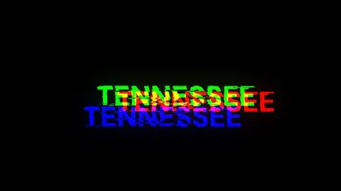 3D rendering Tennessee text with screen effects of technological glitches 库存插图