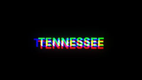 3D rendering Tennessee text with screen effects of technological glitches Stockillustratie