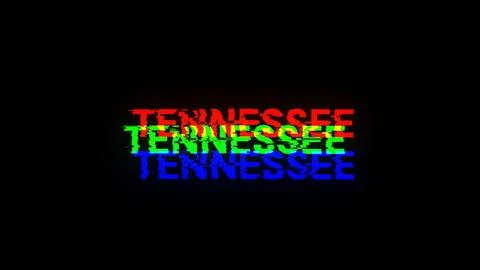 3D rendering Tennessee text with screen effects of technological glitches 库存插图