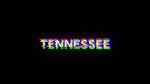 3D rendering Tennessee text with screen effects of technological glitches 库存插图