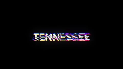 3D rendering Tennessee text with screen effects of technological glitches イラスト素材
