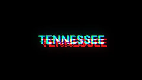 3D rendering Tennessee text with screen effects of technological glitches 库存插图