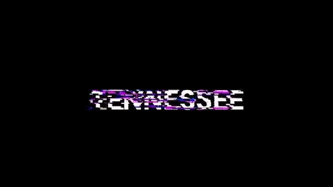 3D rendering Tennessee text with screen effects of technological glitches 库存插图