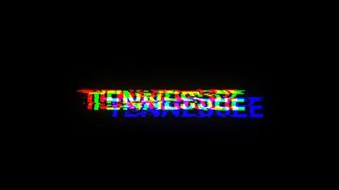 3D rendering Tennessee text with screen effects of technological glitches 库存插图