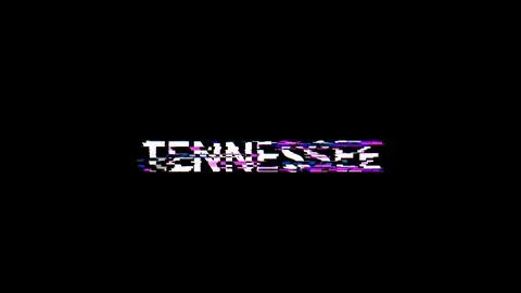 3D rendering Tennessee text with screen effects of technological glitches 库存插图