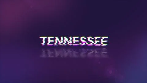 3D rendering Tennessee text with screen effects of technological glitches イラスト素材