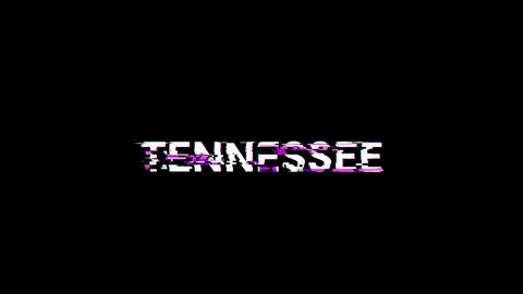 3D rendering Tennessee text with screen effects of technological glitches 库存插图