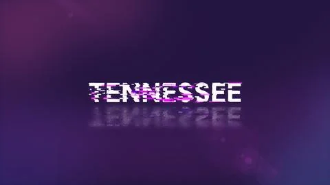 3D rendering Tennessee text with screen effects of technological glitches Stock Illustration