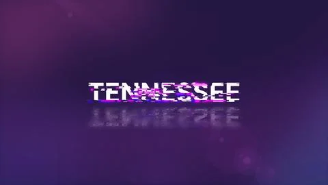3D rendering Tennessee text with screen effects of technological glitches Stock Illustration