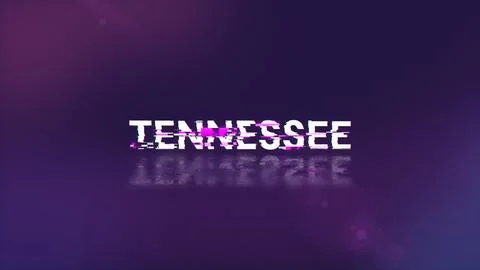 3D rendering Tennessee text with screen effects of technological glitches Stock Illustration