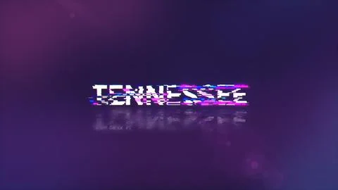 3D rendering Tennessee text with screen effects of technological glitches 스톡 일러스트